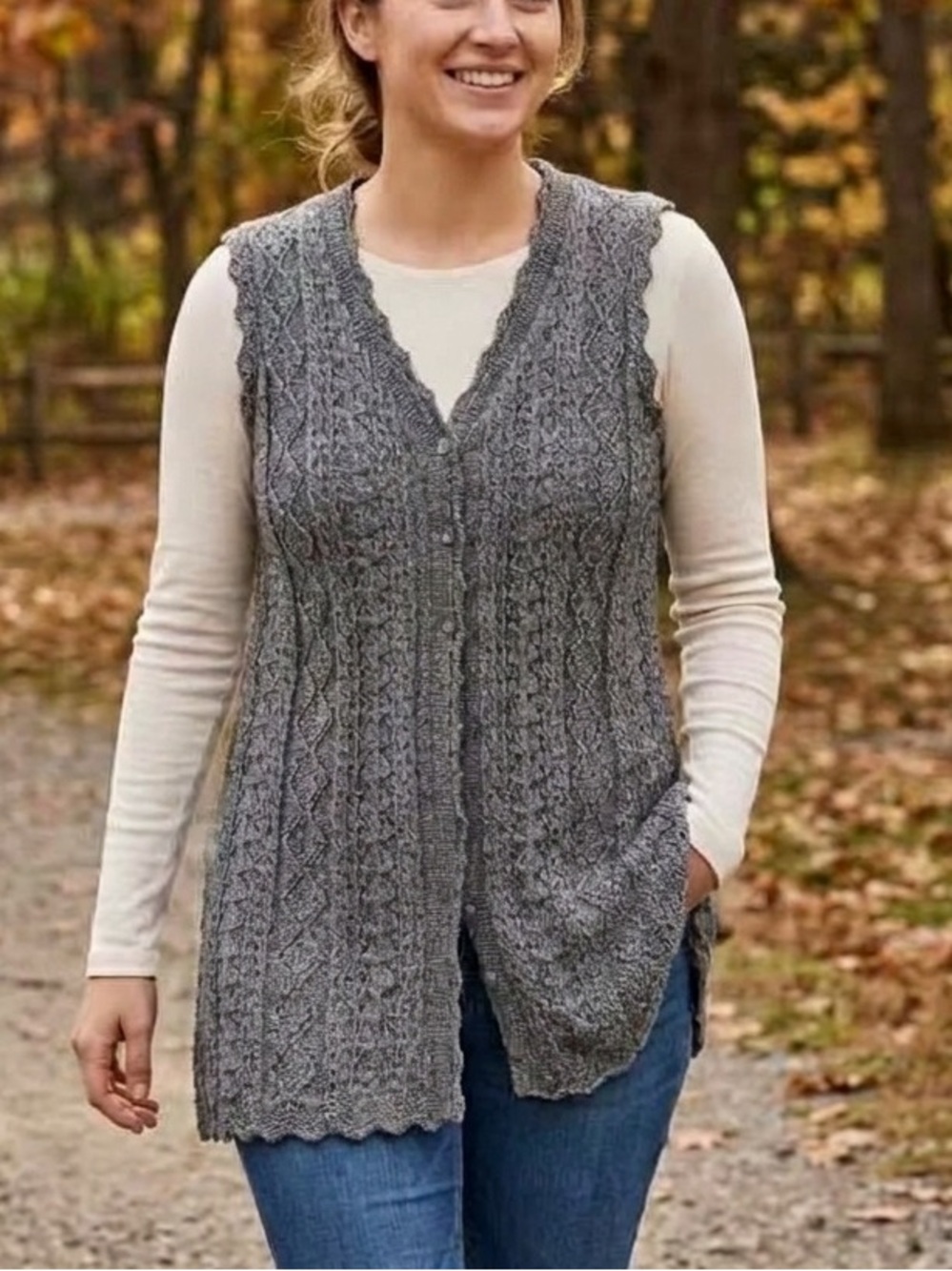 80s Vintage Knit Sleeveless Cadigan Vest Waist Coat Separate Scene Large Canada